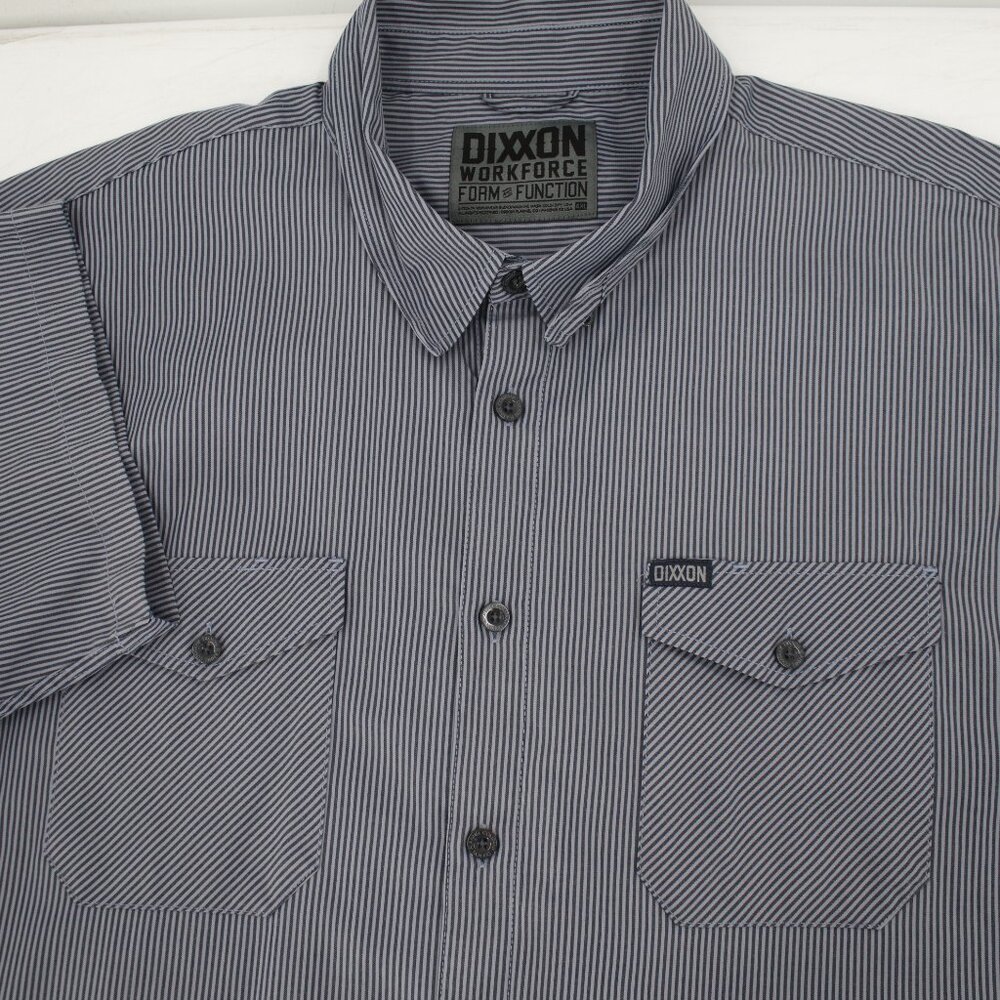dixxon Shirt Men's 4X Workforce Short Sleeve Button Up Striped Cotton Blend